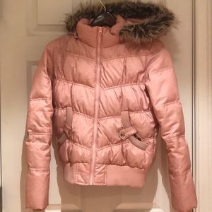 Pink puffer down jacket